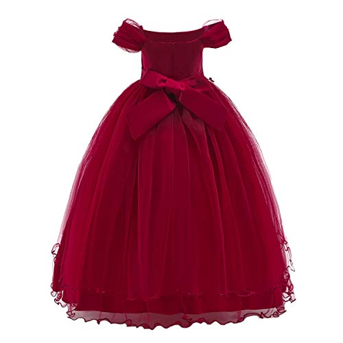 MYRISAM Flower Girl's Embroidery Dress Off-Shoulder Princess Bridesmaid Wedding Birthday Communion Party Formal Long Prom3