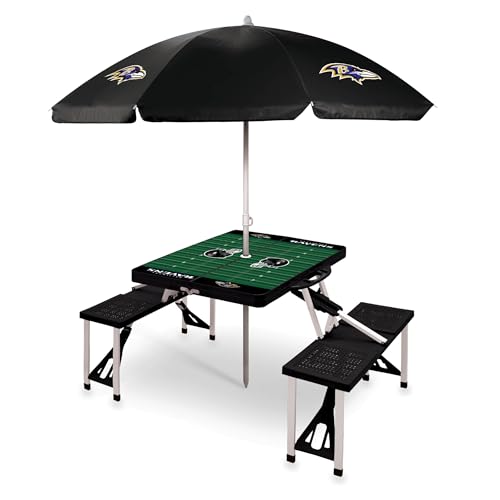 Image of PICNIC TIME NFL Picnic Table Portable Folding Table with Seats and Umbrella
