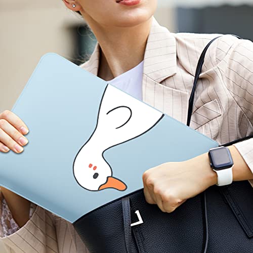 Cute Duck Laptop Sleeves, Blue Faux Leather Cover Case For Women Girls, Compatible With Macbook Pro 14 2021/Air 13 2010-2017/Pro 13 2012-2016, Duck A/Blue, 14 Inches (14.2*10.7 Inches) #TOP5