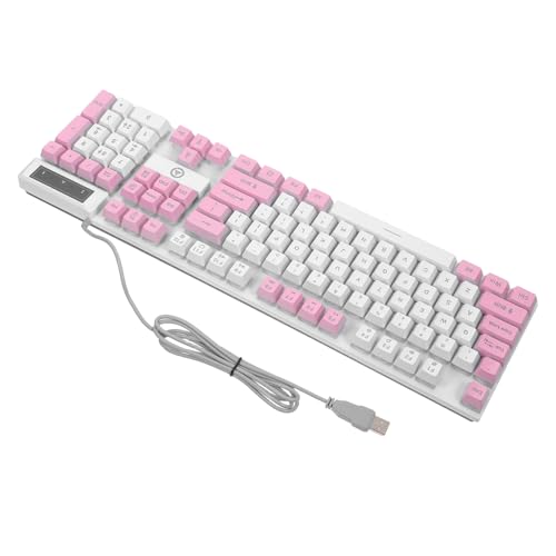 Clavier mécanique gamer filaire rose avec touches suspendues ergonomiques