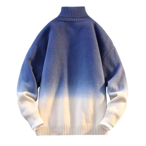 Men’S Casual Loose Fit Tie-Dye Knit Pullover Sweater Turtleneck Long Sleeve Korean Style Jumper Top2
