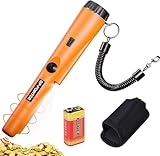 GLOBAL TECH Metal Detector Pinpointer, Professional IP66 Waterproof Handheld Pin Pointer Wand, Search Treasure Pinpointing Finder Probe with 9V Battery for Adults, Kids - Orange