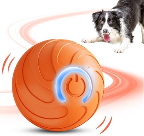 Lubur Vibrating Dog Toy – USB Rechargeable Interactive Shaky Toy for Small, Medium, Large Dogs – Automatic Moving with LED Light – Durable Bite-Resistant Pet Toy (Orange)