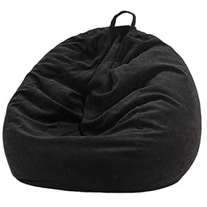 Nobildonna 3 ft Bean Bag Chair Cover (No Filler) 35″Ã43″ Large Stuffed Animal Storage Bean Bag Washable Big Beanbag Chair Cover Premium Corduroy Stuffable Bean Bag Cover for Adults,Kids,Black 300L