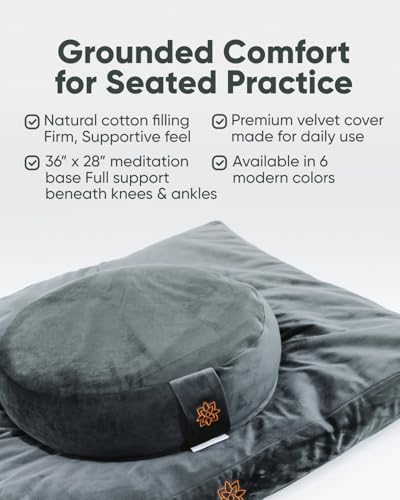 Image of Mindful & Modern Zabuton Meditation Mat - Cotton Filled Yoga and Meditation Pad - Zabuton Meditation Cushion for Kneeling and Sitting Support - Large Rectangular Sitting Floor Pillow for Bench or Zafu
