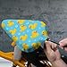 FOSKERV Fashion Bicyle Cushion Cover, Waterproof Non Slip Adjustable Bike Seat Cover for All Bicyles, Universal Bicycle Saddle Protector, Blue Bubbles Yellow Rubber Ducks