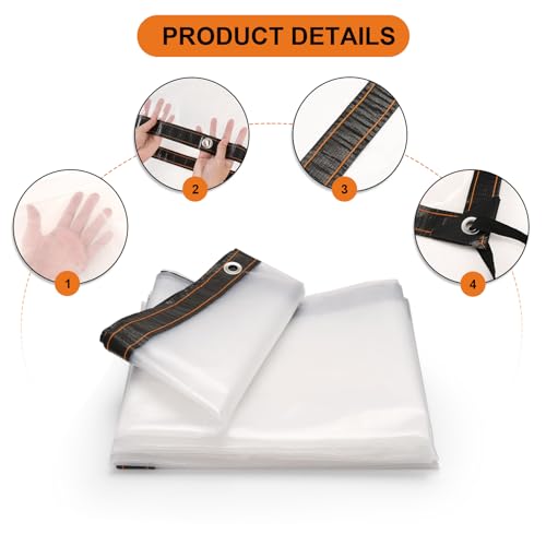 Lona transparente de 3 m x 4 m grande e impermeable con ojales para pollo 6