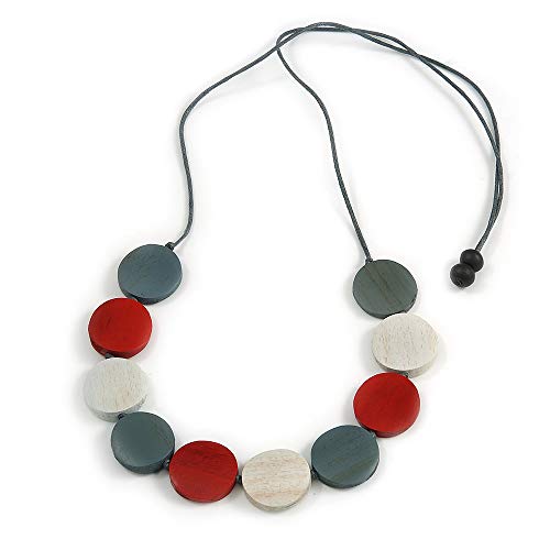 Collier en bois style bohème chic réglable en coton tricolore Avalaya