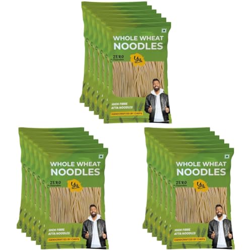 Image of Yu Foodlabs Whole Wheat Noodles - 100% Atta & Zero Maida - Easy To Digest Healthy Noodles - No Preservatives & 100% Natural Ingredients - Just Boil - Ready In 5 Mins - 900gm (150gm x 6) (Pack of 3)