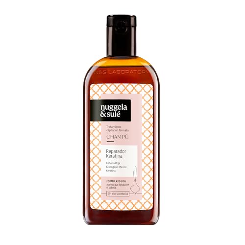 Nuggela & Sulé Champú Reparador Keratina - Fuerza & Vitalidad. Con Extracto de Cebolla Roja, Keratina y Ácido Hialurónico. Sin Siliconas, Sales, ni Sulfatos. 1 x 250 ml
