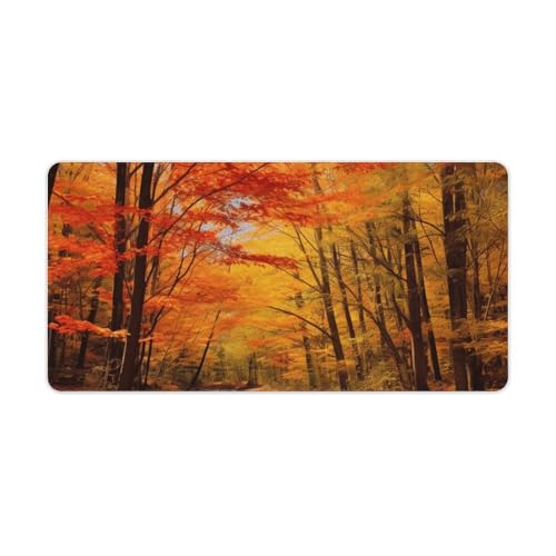 Tapis de souris de jeu XL motif feuillage d'automne étanche pour bureau