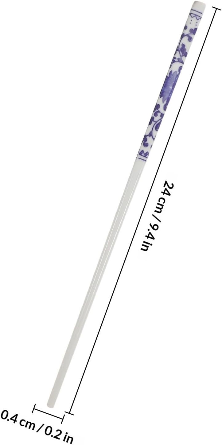 Ceramic Chopsticks 5 Pairs Porcelain Blue and White Reusable image 2