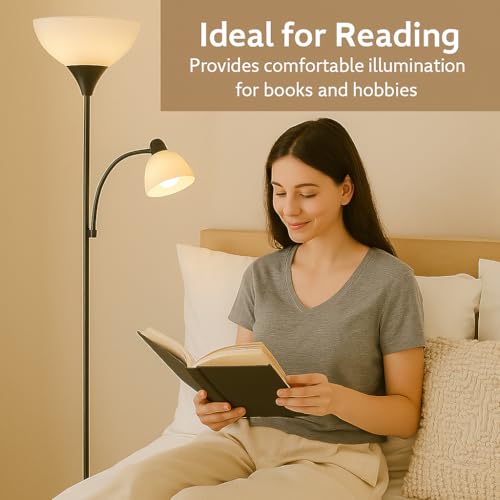 Adjustable Black Floor Lamp With Reading Light, Tall Lamp For Living Room, Bedroom, Office, Susan 72" Standing Lamps For Living Room, Corner Light, Stand Lamp, Floor Lamps For Living Room Modern - Thumbnail 7