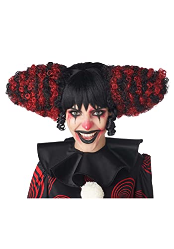 Funhouse Clown Wig perruque de clown bicolore rouge noire adulte