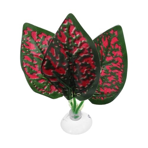 CAPASTEC Betta Fish Leaf, Natural Habitat Simulation for Betta Spawnings Grounds, Betta Spawnings Leaves, Resting Bed, Three Leaves, Red Deep Green