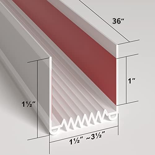 door draft stopper, 36” length cuttable weather stripping door seal, strong adhesive door sweep for exterior and interior doors (2, white)