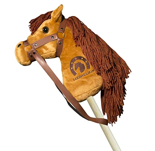 Medallion Pony Hobby Horse Stick Pretend Play Ride On Toy for Children in Brown Color