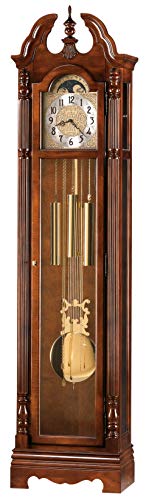 Howard Miller Jonathon Floor Clock with Chimes and Pendulum, Wood Finish Lockable Glass Door, Chain Driven Single-Chime Movement, Vertical Grandfather Home Decor for Bedroom & Living Room