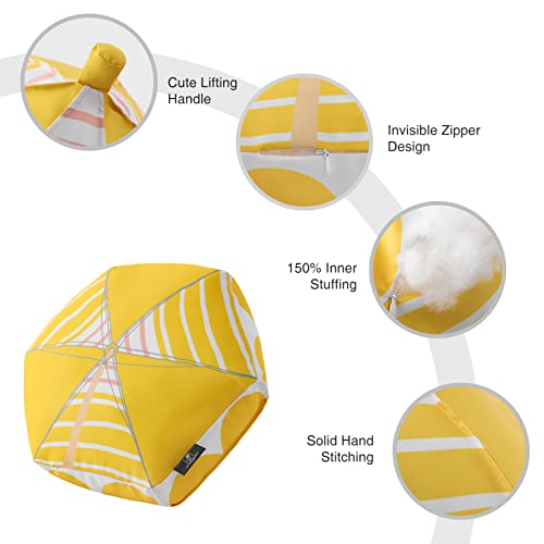 Phantoscope Outdoor Umbrella Shaped Throw Pillow, Decorative Waterproof Pillows For Outdoor Patio Furniture, Beach Cushion Pillows, Yellow 18X18X12 Inches #TOP3