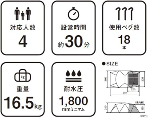 スノーピーク(snow peak) テント ランドネストシェルター 4人用 Land Nest Shelter TP-259 の商品画像 3