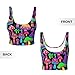 Women Girls Sports Vest U-Shaped Back Comfy Athletic Tops with Bralette Pads Sleeveless Sportswear for Training Fitness, for Rainbow Colorful Neon Mushrooms