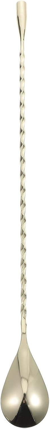 Gold Plated Stainless Steel Bar Mixing Spoon with Spiral Design Long Handle Cocktail Stirrer for Coffee Juices Parties Bars and Restaurants Professional Drink Mixer