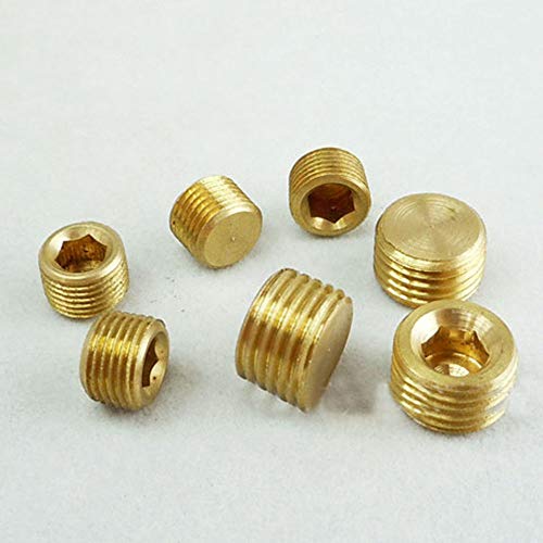 Allpen  20Pcs Brass Pipe Fitting,1/8" 1/4" 3/8" 1/2" Npt Brass Internal Hex Thread Socket Pipe Plug Set #TOP5
