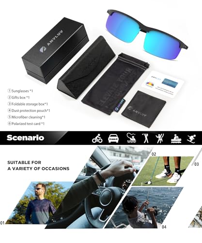Image of ANYLUV Polarized Sunglasses for Men Carbon Fiber Sunglasses with UV400 Protection for Fishing Driving Gift