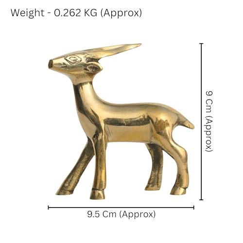 Image of Small Deer Statue | Designer Deer | Weight - 262 G Approx | Vastu Brass Showpeice | Home Decor | Size- 3.5 Inch Approx. | Zonal Placement: West-North-West, West