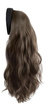 Curly Headband Wig for Women 23.5 Inch Long Wavy Wig with Headband Synthetic Hairpiece for Daily Party Brown
