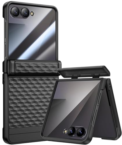 Image of Kapa Geometric Hinge Protection Back Cover for Samsung Galaxy Z Flip7 / Flip 7 | with [Inbuilt Glass] Full Body Shockproof Hard Back Case (Black)