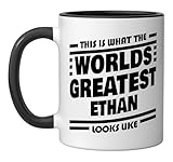 World's Greatest Ethan Saying Funny Ethan Name Ceramic Mug, Black/White