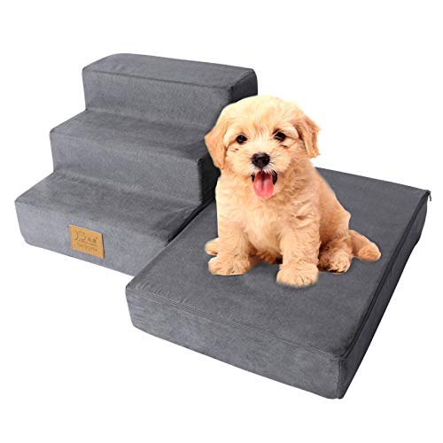 Escaleras plegables para mascotas,sofá de esponja pasos de rampa para mascotas Ayuda...