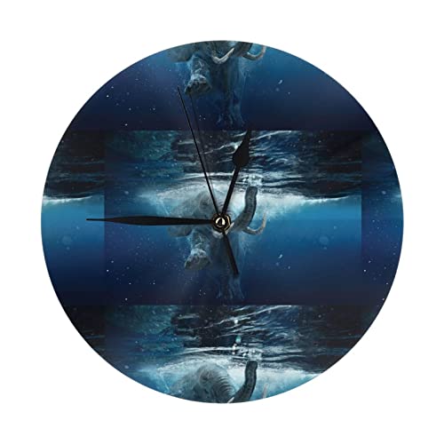 Reloj de pared redondo con diseño de elefante africano, silencioso, sin tictac, funciona con pilas, arte moderno, decoración del hogar, relojes de pared para dormitorio, cocina, sala de estar, baño