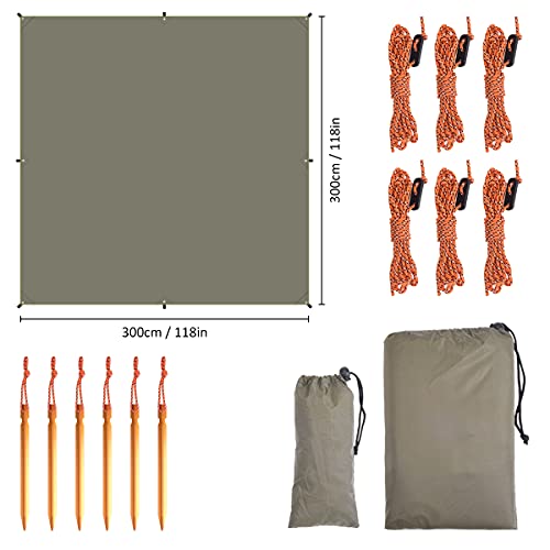 Tarp JPSUUB Zeltplane 3m x 3m wasserdicht für Hängematte und Outdoor