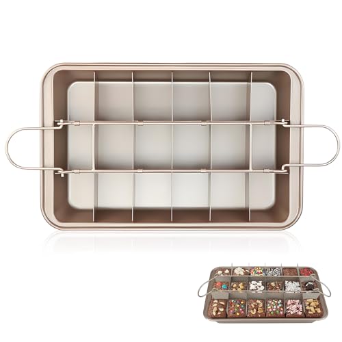 Brownie Backform, Backblech Brownies mit 18 Trennwänden Kuchenblech Quadratische Backform Verstellbar Backformen mit Antihaftbeschichtung für Backen von Kuchenkeksen Karbonstahl Brownie Backform, Backblech Brownies mit 18 Trennwänden Kuchenblech Quadratische Backform Verstellbar Backformen mit Antihaftbeschichtung für Backen von Kuchenkeksen Karbonstahl