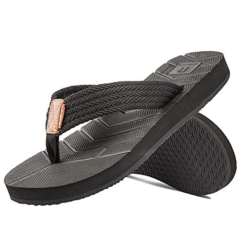 Tong Confort Hommes Chaussures de Plage D'Ete Sandales de Sports Legeres et Confortables Claquettes de Piscine,Noir,45 EU Cover