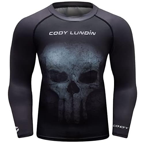 Red Plume Men Cool Dry 3D Digital Printing Compression Long Sleeve Base Layer Shirts, Sports& Fitness Tee