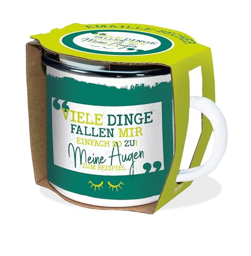 Emaille-Becher Viele Dinge 300ml: in Geschenkverpackung! Bruchsicher, auch für Camping und Picknick (Geschirr): Kaffeetasse Teetasse Geschenkidee Geschenk Tasse Emaillebecher