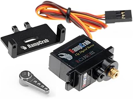 RampCrab RC Steering Servo with Servo Mount Bracket and Servo Arm for RC Car Boat Model Parts Axial SCX24 Upgrade Parts (Grey)