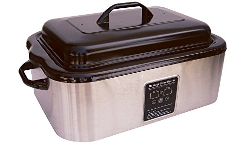 NRG Hot Stone Massage Stone Heater/Warmer with Digital Temperature Controls, 18 Quarts - Professional Grade Hot Massage Stone Heater - Durable Porcelain Coated Heater Pan - 17.3 x 11.6 x 5.5 inches