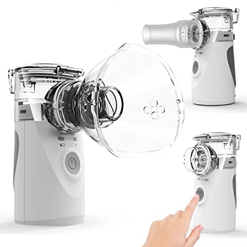 Ultrasonic Portable Nebulizer, Handheld Nebulizer of Cool Mist, Small Nebulizer with Two Modes for Breathing Problems, Used at Home, Office, Outdoor(Gray)