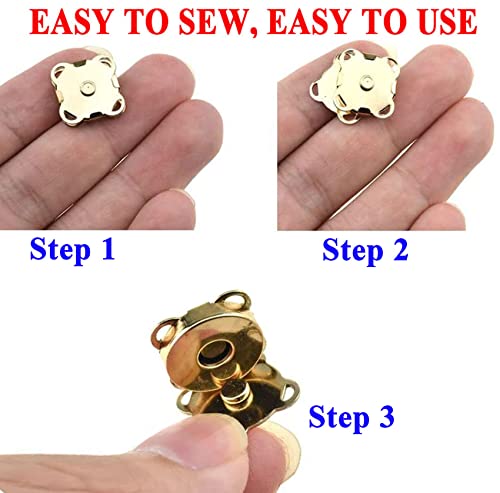 Snaps For Sewing Supplies-16 Pcs Magnetic Buttons Snap For Purses Bags Clothes Hats Fabric Scrapbooking-Closure Fasteners Clip Buckle Sewing Tool For Diy Craft Art-14Mm Silver Sewing Clasp Decoration #TOP3