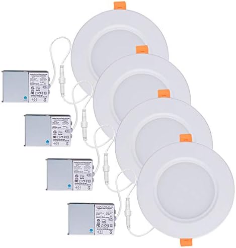 ZEEZ Lighting - 9W (OD 4.75" / ID 4") Warm White LED Recessed Panel Down Light Bulb Slim Lamp Fixture w/Junction Box ETL Listed - 4 Packs