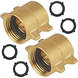 2 Pack Garden Hose Female to Female Hose Adapter with Dual Swivel, Solid Brass, 3/4' GHT Hose Connector/Coupler for Male Hose, with Extra Washers