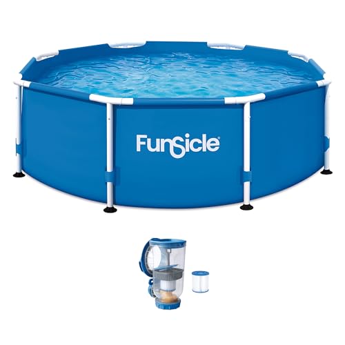Funsicle Activity 8 x 30 Round Above Ground Swimming Pool Includes FiltraBoost 400 GPH Filter Pump with AutoSkimmer Type I Filter Cartridge & Repair Patch