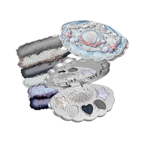 Flower Knows Shell's Jewel 6-Color Makeup Palette,Smoke Greys Eyeshadow with