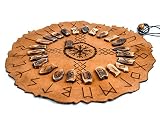 NORSE EMPIRE Viking Rune Divination Set Includes a Premium Leather Divination mat and Genuine Bone Elder...