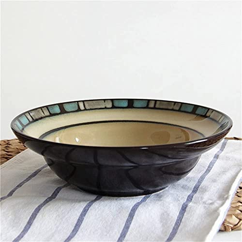 ERoomQ Pasta Bowls Ceramic Deep Soup Pasta Ramen Straw Bowl Creative Large Fruit Salad Bowls Microwave Safe Mixing Serving Bowls 8 Inches Salad Bowls,
