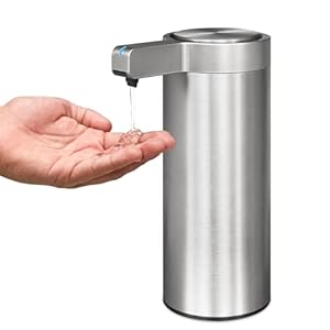 Automatic Soap Dispenser Stainless Steel with Sensor Infrared Soap Dispenser Electric IPX5 Waterproof USB-C Charging Motion Sensor for Kitchen & Bathroom (Brushed Silver)